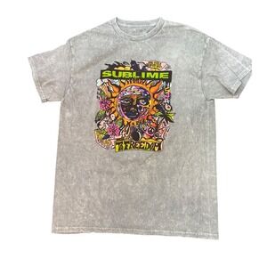 Sublime Sun Graphic Tee Grey Acid Wash Band T-Shirt Medium